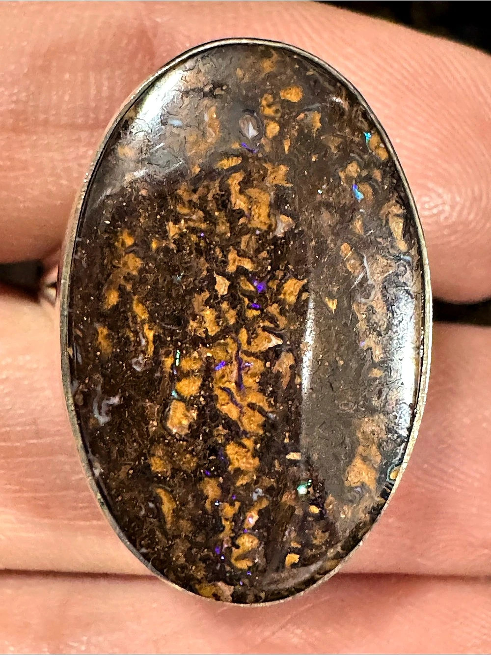Oval Boulder Opal Statement Ring